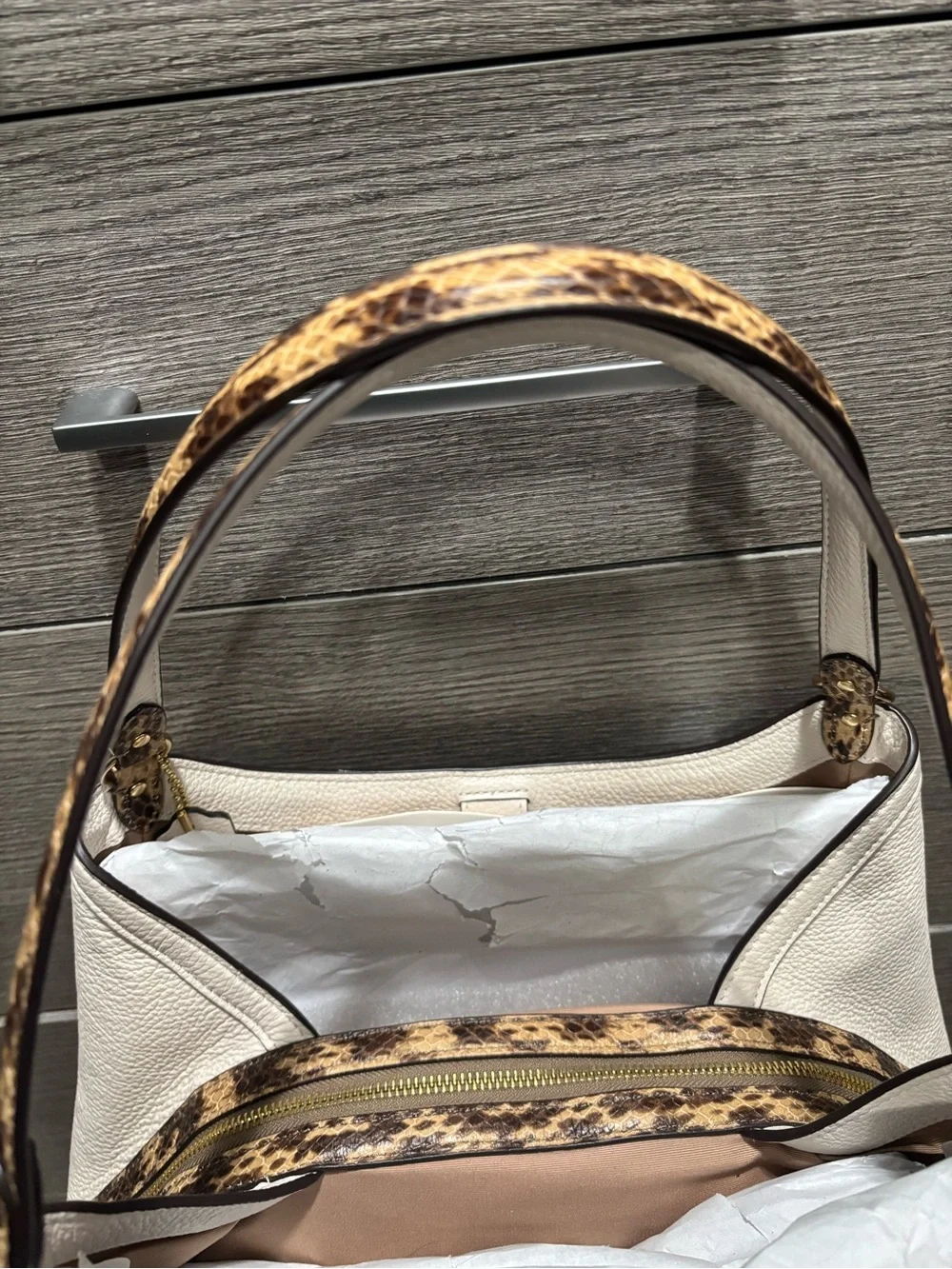 NWT Coach Kristy Shoulder Bag in Signature Canvas w/ Snake Trim (C7332)